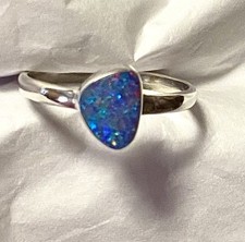 Gorgeous Natural Australian Opal Ring 925 Ste...