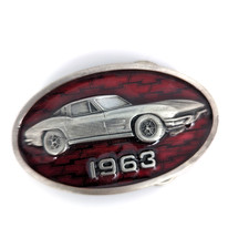 1963 Corvette red enamel belt buckle Bergamot F-800 Chevy