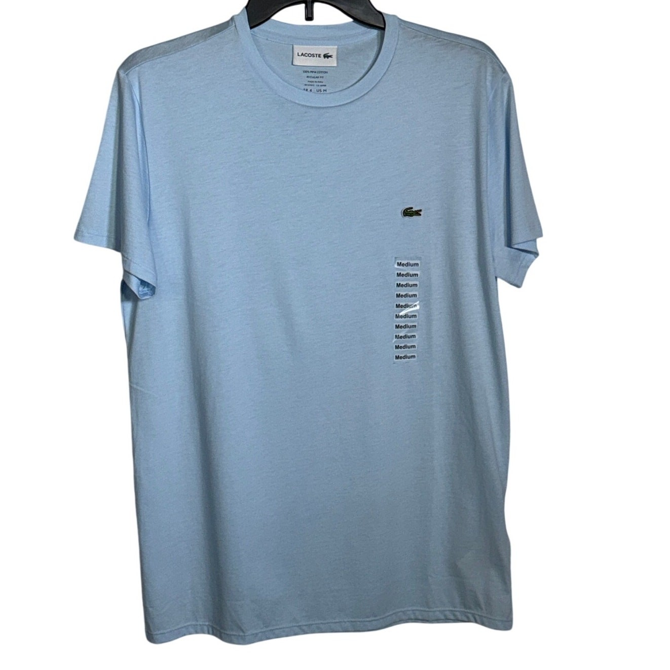 Lacoste Men's Crew Neck Pima Cotton T-Shirt - Light Indigo Blue Medium 