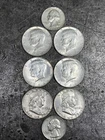 Kennedy 1964 D Half Dollars Liberty Silver 1964 Quarters 1952 Franklin Lot Of 8