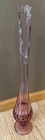 Fenton Colonial Pink Thumbprint Swung Footed Glass Vase 19 in Tall