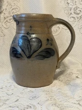Salt Glaze Rowe Pottery Works 1989 Vtg Heart Pitcher Salt Glaze Cambridge WI