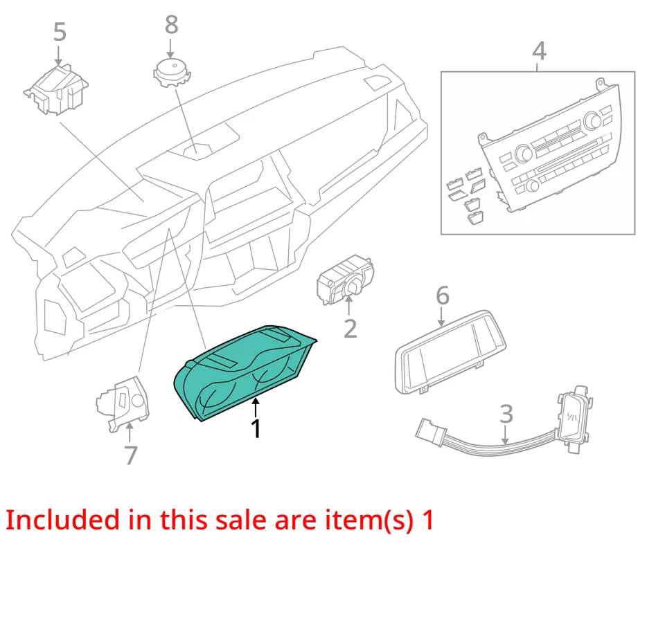 Спидометр кластер Twin Turbo миль/ч подходит 17-19 BMW X6M, 62108089953 - Изображение 3 из 4