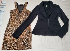 Lot of Women Animal Print Dress and Black Jacket Size XS Pre-owned