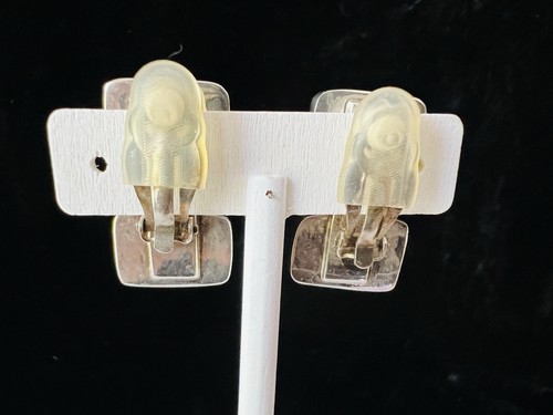 Rebecca Collins Natural Carved Stone Sterling Clip On Earrings Bless Our Earth - Picture 6 of 11