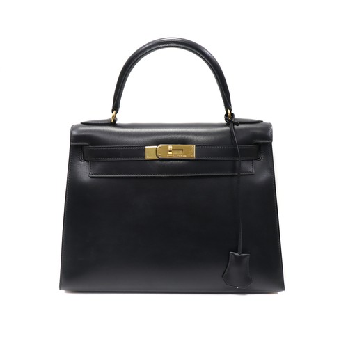 Hermes Kelly 28 Box Calf Shoulder Bag 1997 A Stamp with Box Women's #KNB6553