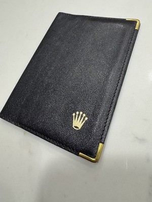 Authentic Vintage Rolex Black Leather Card Wallet Passport Holder 68.08.05
