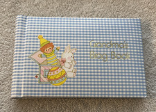 Mom's Brag Book Baby Photo Album CR Gibson Blue Gingham Clown Vintage