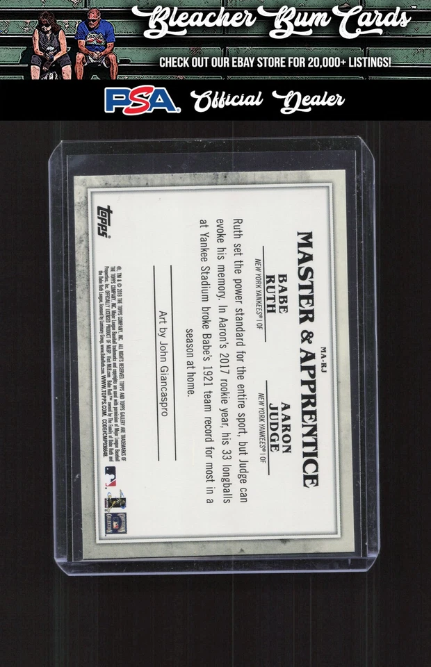 2019 Topps Gallery MA-RJ Babe Ruth / Aaron Judge Master & Apprentice Green #/250 - Image 2 of 2