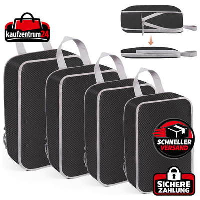 Packing Cubes Kompression 4 Stück Schwarz Koffer Organizer Packtaschen Set Reise