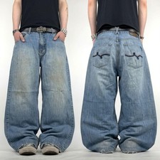 Vintage y2k grunge faded stonewash embroidered skater rare baggy jeans