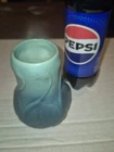 Van Briggle 5” Art Pottery Vase Turquoise Blue Green Matte Glaze w/ Leaves