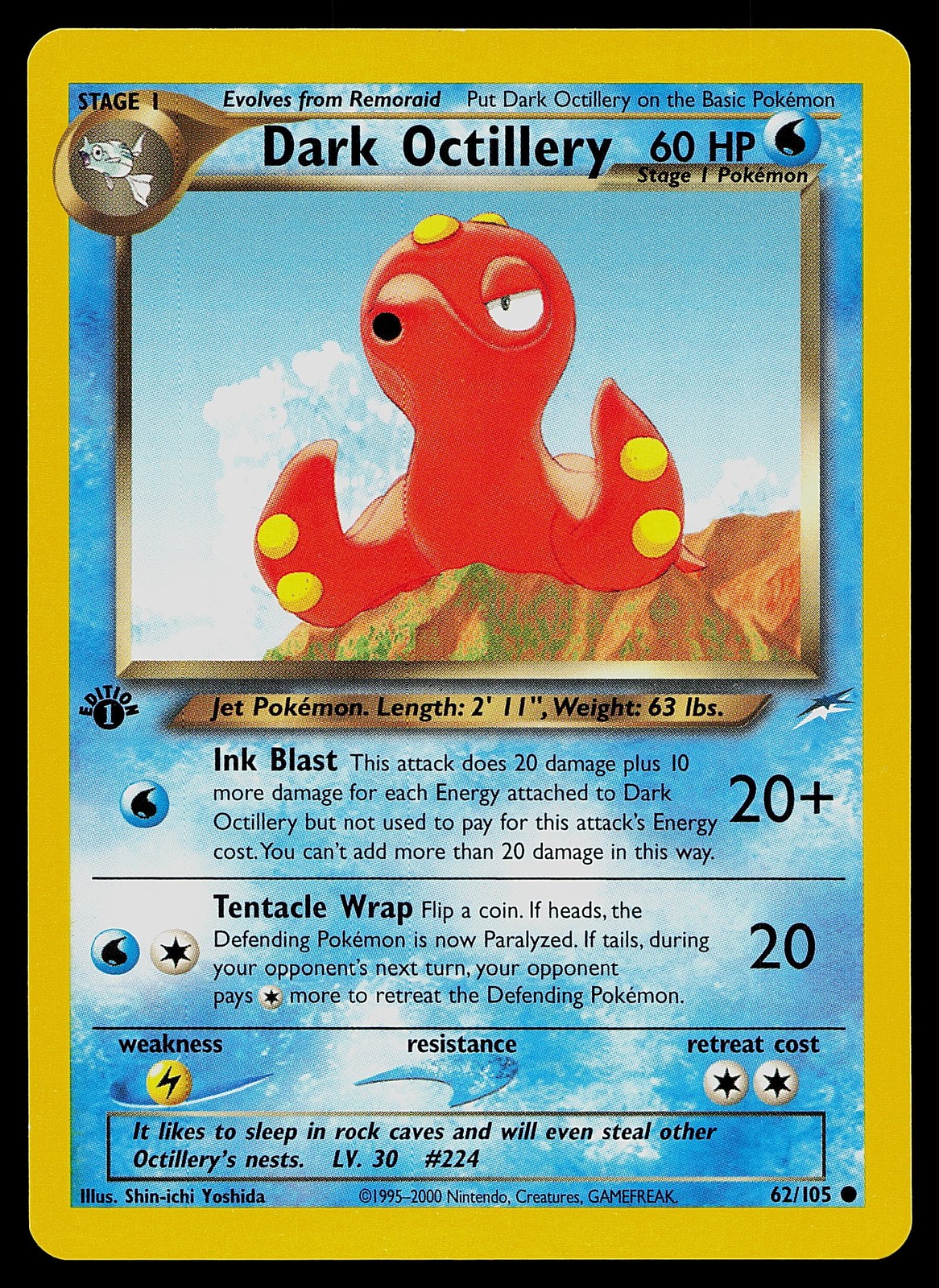 Pokemon Card - Dark Octillery 1st Edition Neo Destiny 62/105 Uncommon
