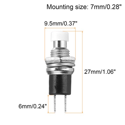 MECCANIXITY 5-Pack Mini Momentary Push Button Switch SPST NO+NC | 2A/5A 250V AC/120V AC 7mm Red Switches With Soldering Foot