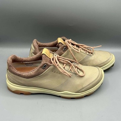 Ecco Golf Biom Hybrid 3 Gore-Tex Women Shoes Size 8 Beige Leather Spikeless
