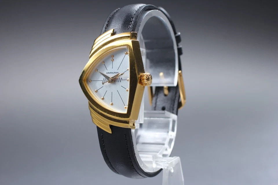 [Near MINT] HAMILTON Ventura 6334 Gold Silver Dial Quartz Women's Watch - image 2 of 4
