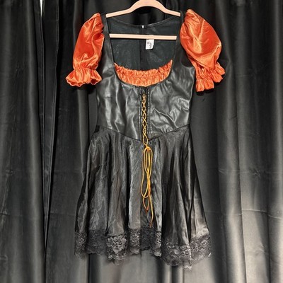 Wicked Wishes Orange and Black Womens Sexy Witch Costume Size M W/ Gloves