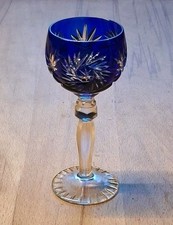Annahütte Likörglas Geschliffen Stern Kobaltblauer Überfang 12,3cm Römer vintage