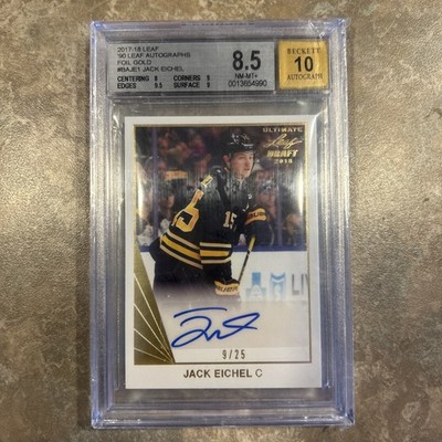 Jack Eichel 2017-18 Gold Foil ‘90 Leaf Autograph RC #9/25 BGS 8.5/10 Gold Medal