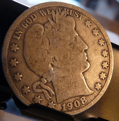 90% Silver 1908 Barber Half Dollar Silver 50C  US Coin