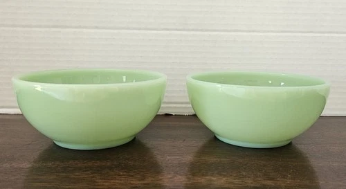 Vintage Fire King Jadeite Bowls / SET OF 2 / Cereal Soup 5" Green Anchor Hocking