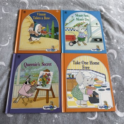 Vintage Grolier AlphaPets Book Set Bundle x 4 - Vinnie Monty Queenie etc
