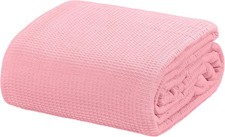 All Season Waffle Thermal Blanket King Size 108 x 90 Inch 100 Percent Cotton...