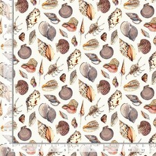 Nautical Fabric  Seashell Toss Cream  Timeless Treasures YARD