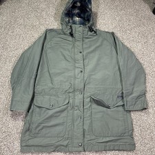 Vintage Woolrich Green Jacket Wool Lined Parka Size Medium 90s Womens Barn Style