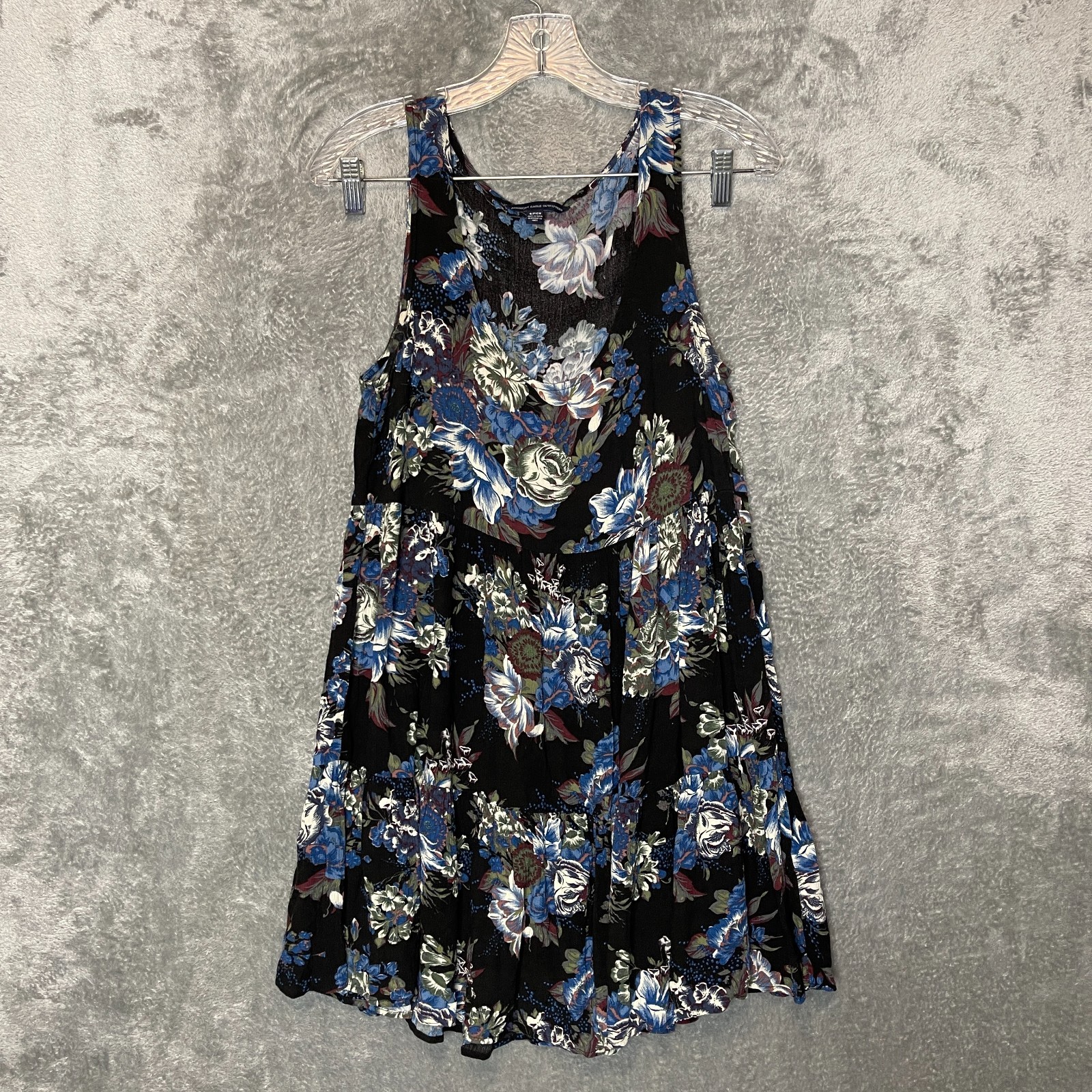 American Eagle Women Boho Dark Romantic Fairy Grunge Tiered Swing Mini Dress S