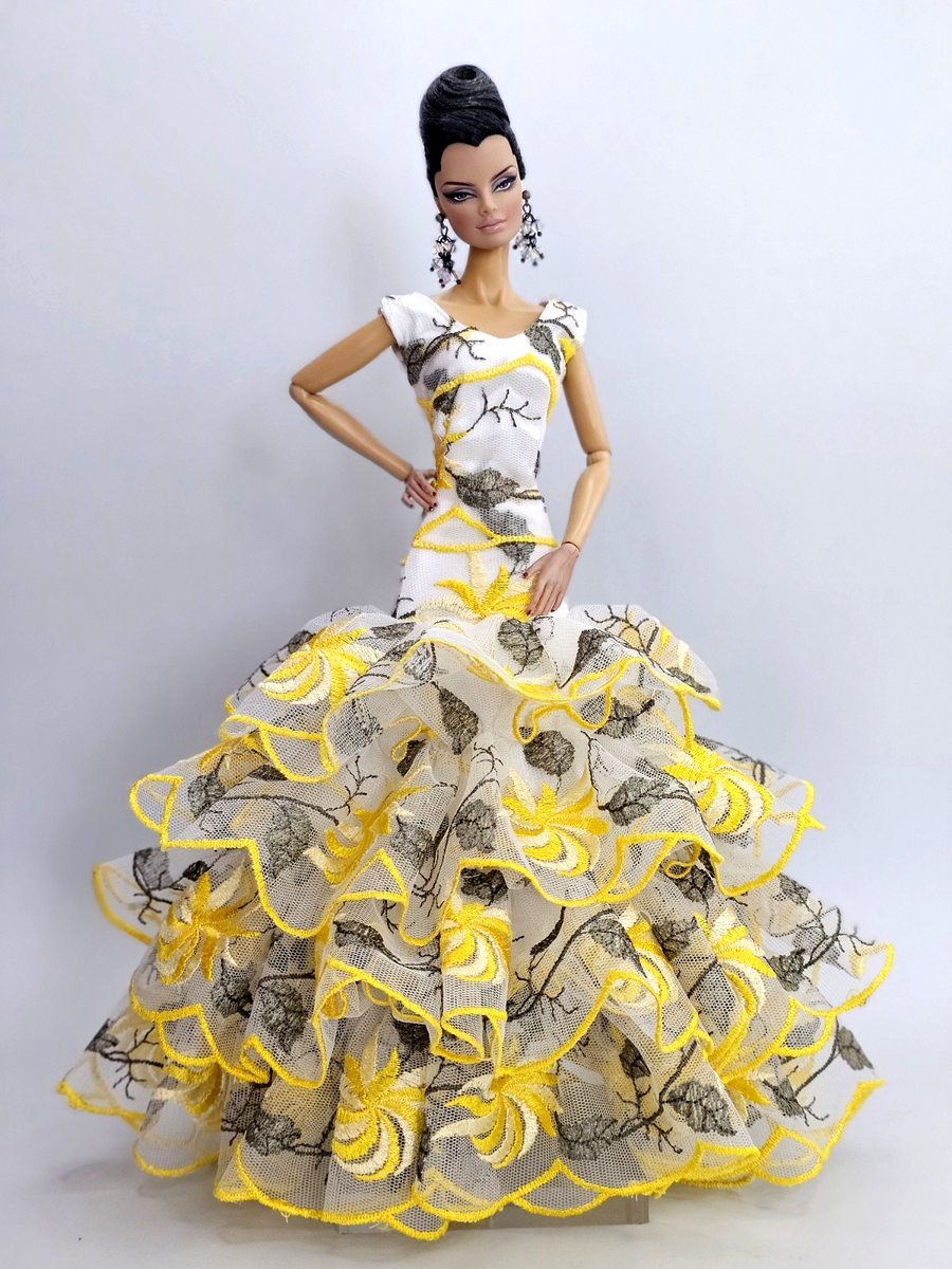 Handmade Yellow Flower Dress Outfit Gown For Barbie Silkstone Fashion Royalty FR | eBay Handmade Yellow Flower Dress Outfit Gown For Barbie Silkstone Fashion Royalty FR | eBay