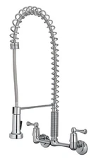 255-K821-T Dual Handle Commercial Style Wall Mount Kitchen Faucet with Pull D...