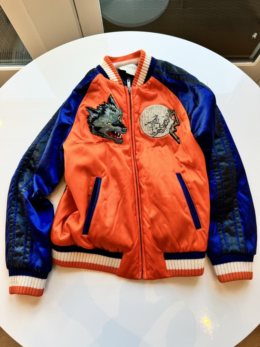 Gucci Kids Blue & Orange Tiger Bomber Jacket | eBay