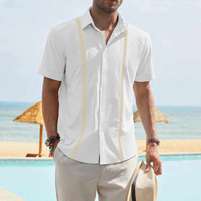 Men's Guayabera Cuban Beach Wedding Casual Short Sleeve Button Dress Shirt  Tops. | eBay