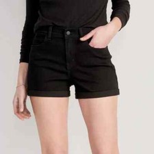 OLD NAVY by GAP  New NWT 20  Black Mid-Rise WOW Rolled Cuff Jean Shorts b47