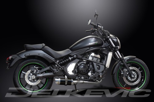 Kawasaki Vulcan S 650 2015-2021 Full Exhaust 2-1 200mm Round Carbon Silencer - Picture 4 of 5