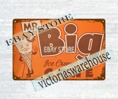 1948 HENDLERS ICE CREAM Mr. Big Cone metal tin sign kitchen office tavern bar