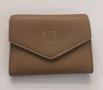 Leatherology Haven Compact Leather Wallet Camel Color  Used **Initials KSW**