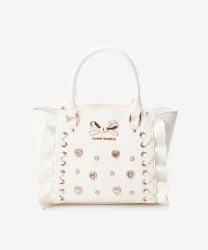 Samantha Vega 2WAY Bolso de Mano de Hombro Con Cordones Corazón Bijou Mini Blanco Japón Nuevo - Imagen 11 de 19