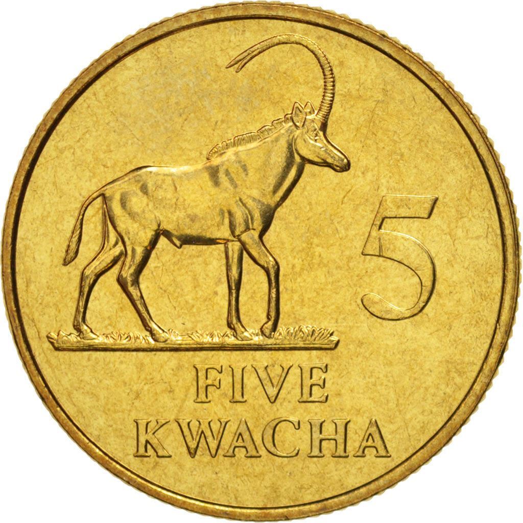 Zambia | 5 Kwacha Coin | Sable antelope | Km:31 | 1992 | eBay