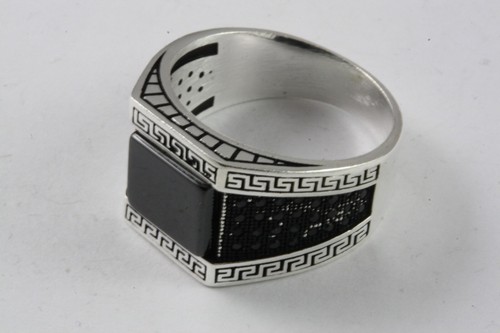 HERRENRING ONYX SIEGELRING BIKER SILBERRING ECHT 925 SILBER / 657 - Picture 2 of 4