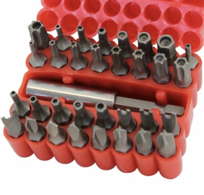 Dekton 33-teiliges Sicherheitsschraubendreher-Bit-Set Sechskant manipulationssicher Schlüssel Torx Stern Schlüssel