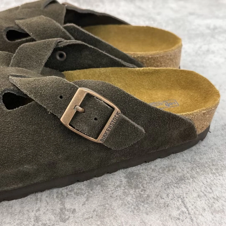 Birkenstock Boston Gamuza Cuero Suave Plantilla Zapatos Moca-Seleccionar Talla Foto 4 de 4