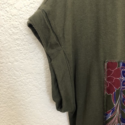 JOE FRESH Womens XS Mixed Media Short Sleeve T-Shirt Top Olive Green Floral - Picture 7 of 13