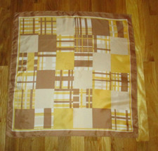 Vintage Brown Yellow Geometric Plaid Square Scarf 23"
