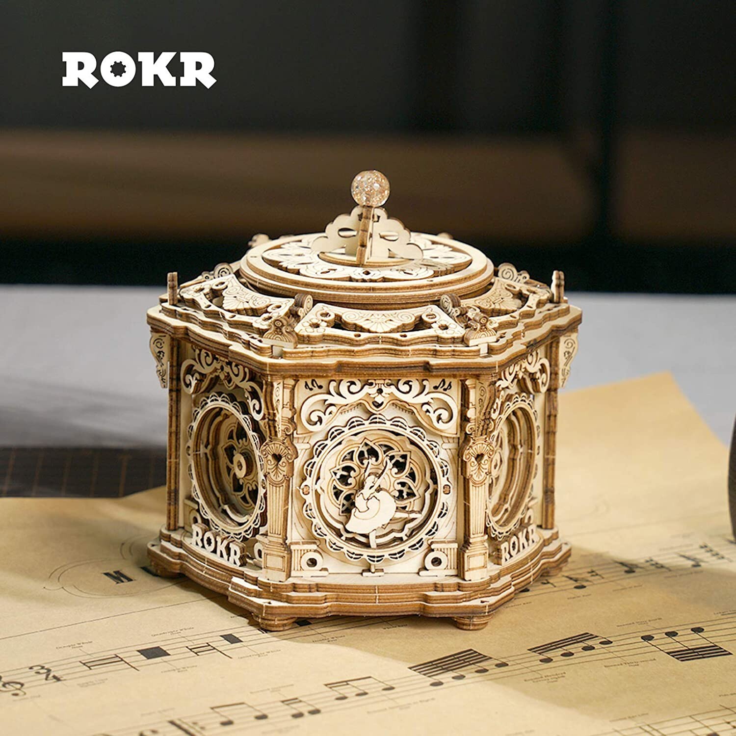 ROKR Secret Garden 3D Wooden Puzzles Delicate Music Box Model DIY Kits Kids Gift
