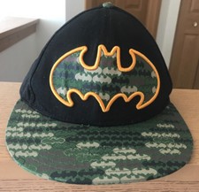 Batman Camo Hat Cap Camouflage Fitted M/L Medium-Large DC Comics Men's Black EUC