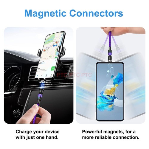 Magnetic 540 Fast Charging Data Cable Phone Charger For Type-C Micro USB iPhone - Picture 4 of 17