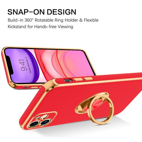 For iPhone 11 6.1" Case Shockproof Protective Rugged Cover & Golden Ring Holder - Bild 115 von 136