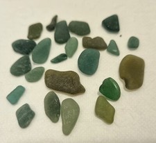 Collection of 23 Pieces of Green Sea Glass from a Croatian Hidden Beach